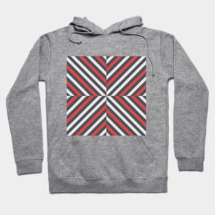 Diagonal black white and red stripes Hoodie